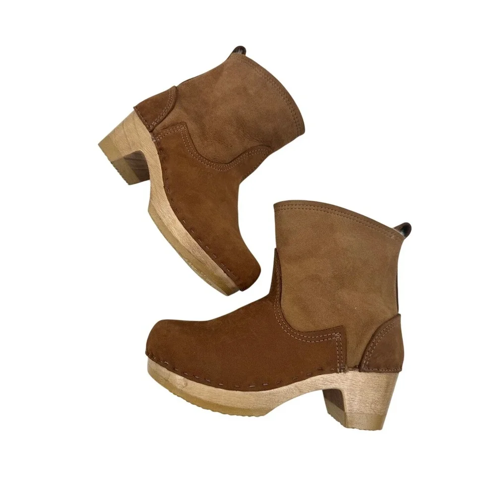 No.6 Mid-Heel Shearling Clog Boots in Honey Aviator‎ – EU 35